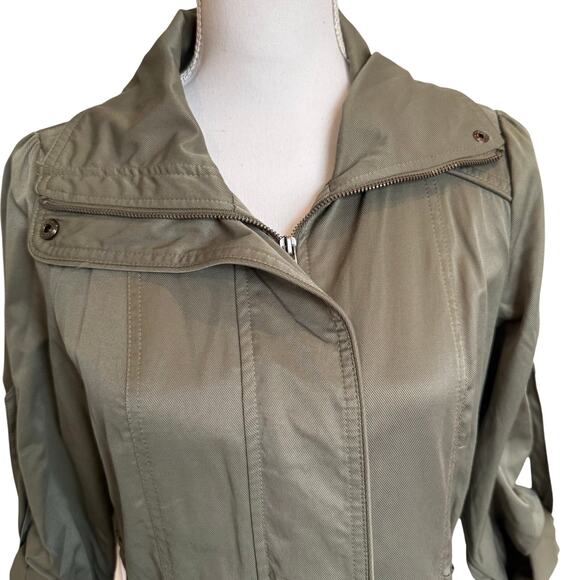 Forever 21 Jacket Women's Size Medium Anorak Utility Army Green Cinched Waist - Picture 2 of 9